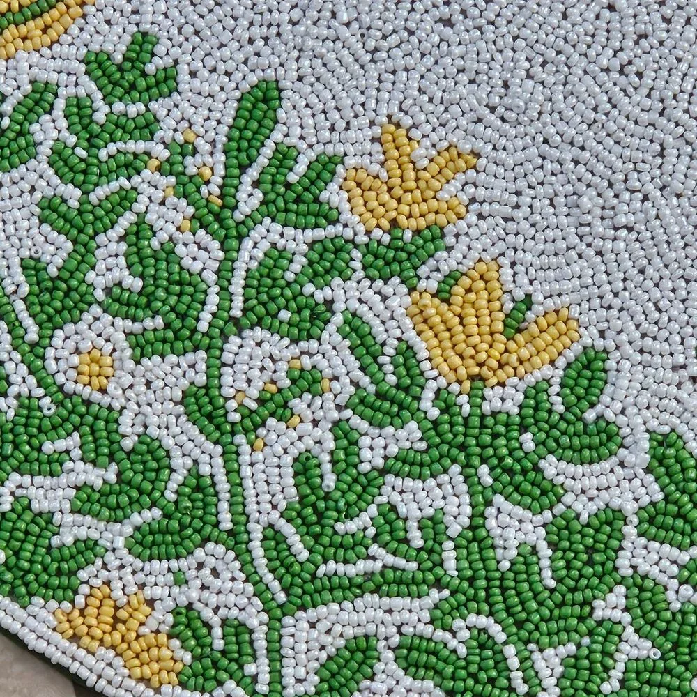 RARE SECRET CELEBRITY KIM SEYBERT YELLOW GREEN FLOWER FLORAL PLACEMAT CHARGER